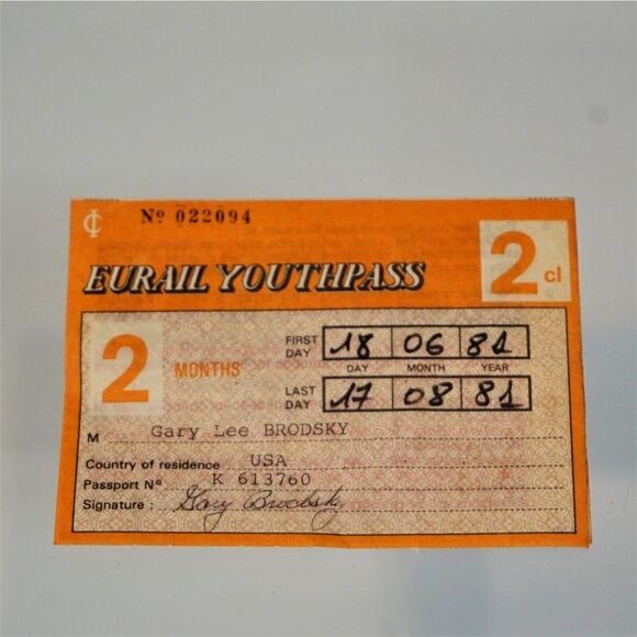 Eurail Youthpass STUDENT RAIL PASS 1981 Europe Railroad Rail Pass - Picture 1 of 4